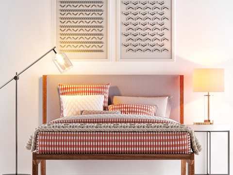  Westelm现代床品编织系列3d模型 