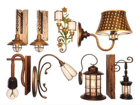 复古壁灯su模型