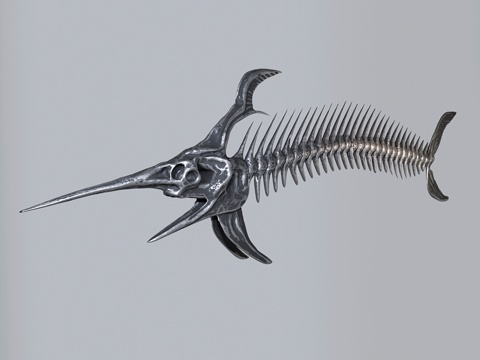  装饰性鱼骨架3d模型 