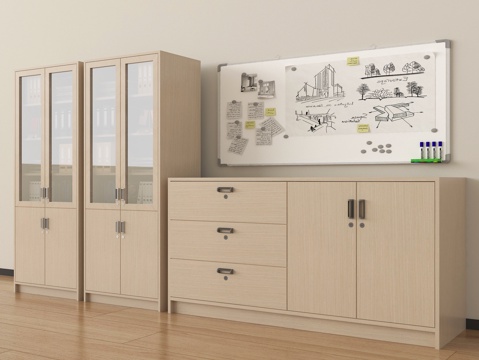  现代文件柜 便签墙3d模型 