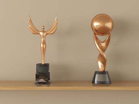 现代奖杯 摆件su模型