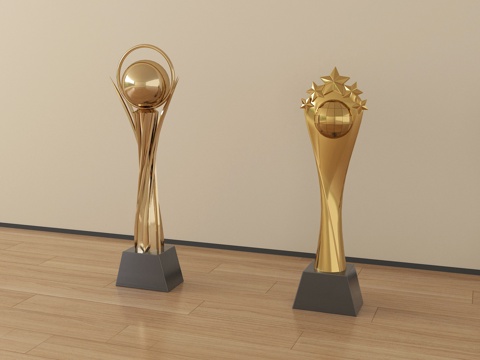 现代奖杯 摆件su模型