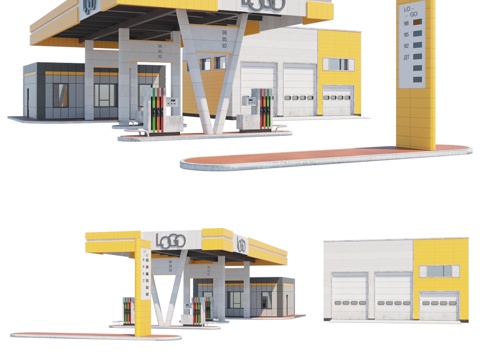  带SRT功能的加油站3d模型 