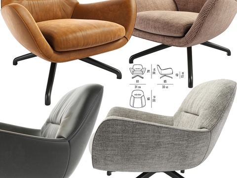  Minotti Jensen扶手椅3d模型 