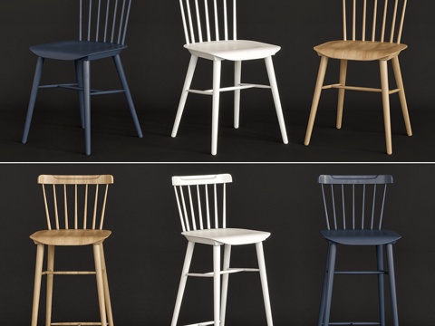  Serena Lily 餐椅与吧凳3d模型 