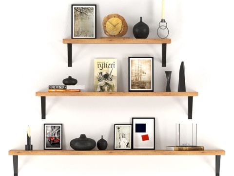  三层装饰架套装（含填充物）3d模型 