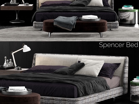  Minotti Spencer床3d模型 