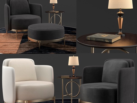  Minotti Tape深色套装3d模型 