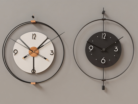 创意黑白挂钟 客厅背景墙装饰 现代简约时钟su模型