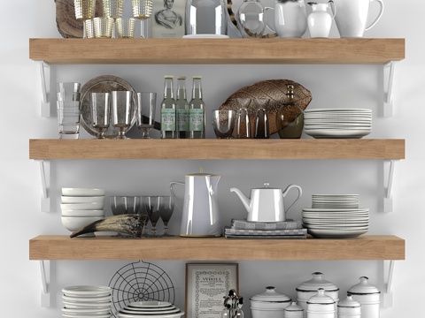  极简风格餐具套装3d模型 