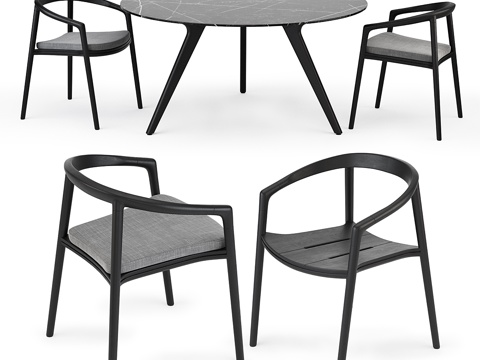  MANUTTI Torsa餐桌与实木餐椅3d模型3d模型 