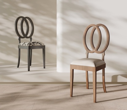  法式中古椅子 餐椅 单椅su模型 