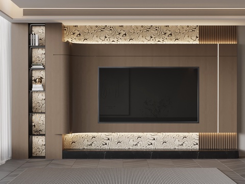  意式电视背景墙3d模型 