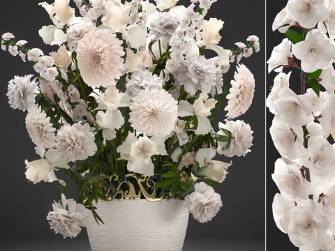  花束68. 白花、牡丹、大丽花3d模型3d模型 