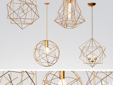  5款几何吊灯3d模型 