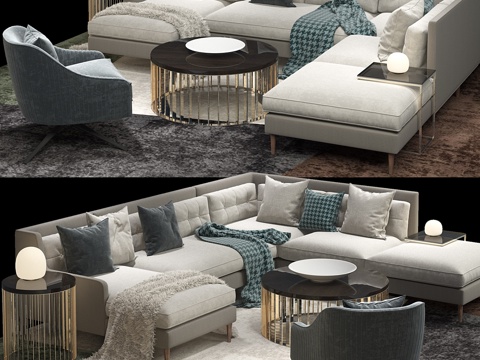  West Elm_组合沙发3d模型 