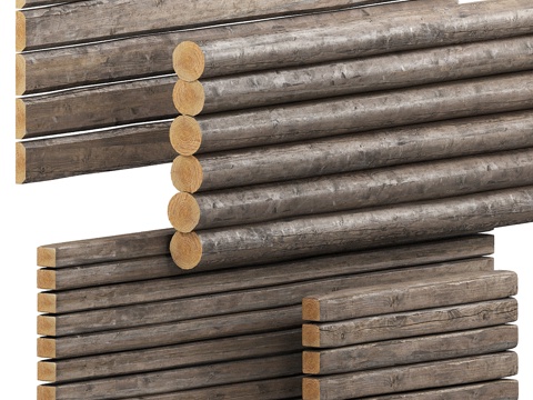  新中式侘寂木方 木柱3d模型 