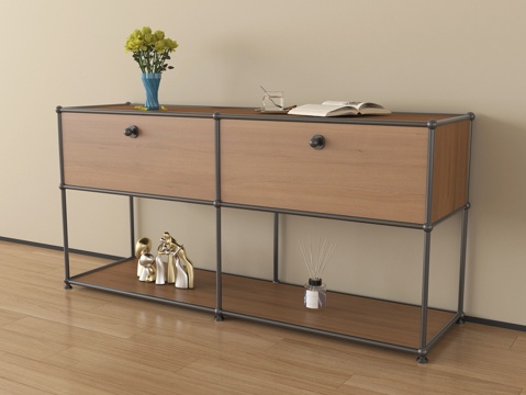 新中式边柜 储物柜 装饰柜 摆件su模型