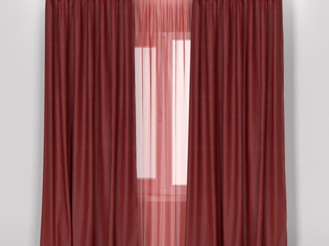 宜家ANNACAISE - 棕红色加厚窗帘3d模型 