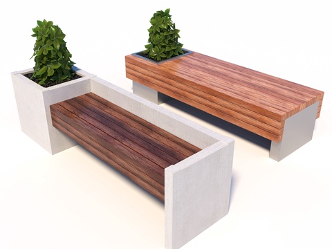  绿植街凳3d模型 