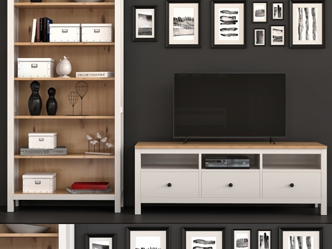  电视柜，宜家HEMNES电视柜3d模型 