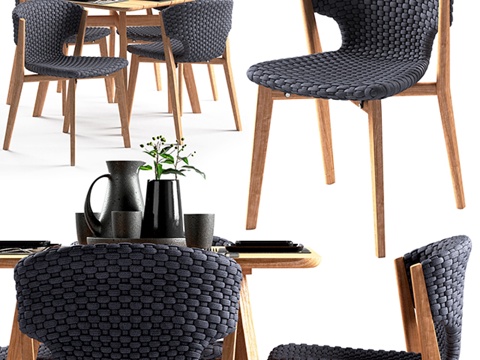  Ethimo Knit餐椅与方形餐桌3d模型 