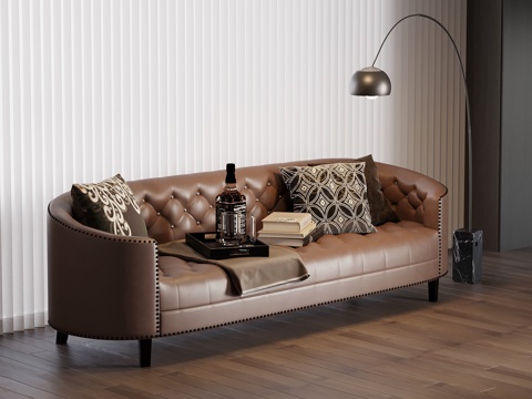 现代意式沙发 三人沙发su模型