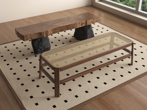  侘寂长凳 条凳 床尾凳 换鞋凳3d模型3d模型 