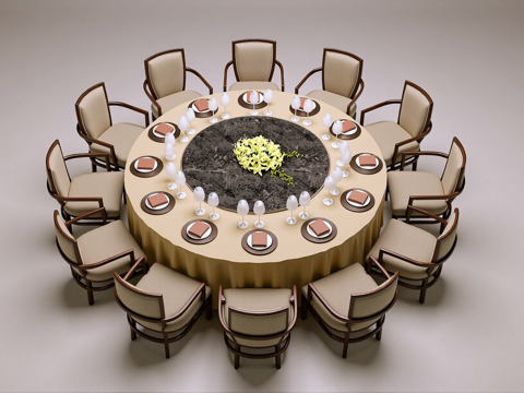 新中式餐桌椅su模型