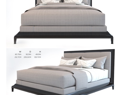  现代平台床3d模型 