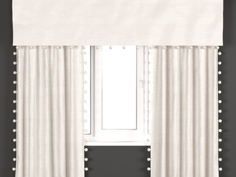  Restoration硬质装饰的米色流苏窗帘3d模型 