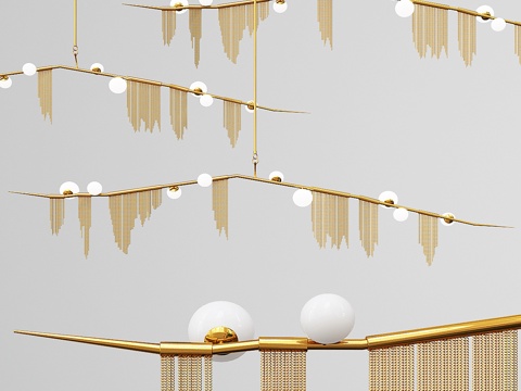  樱桃炸弹流苏吊灯9灯头款3d模型 