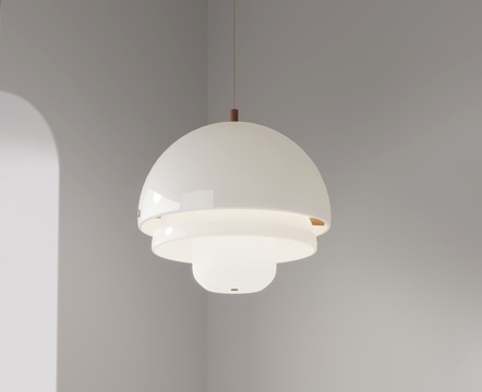 现代奶油风吊灯su模型