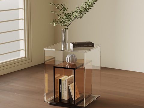 现代玻璃边几su模型