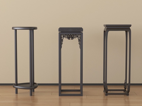 新中式花几 花架su模型