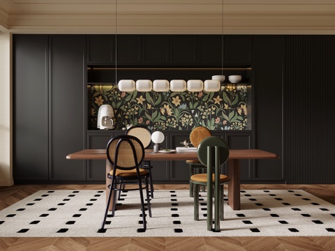  法式中古风餐厅3d模型 