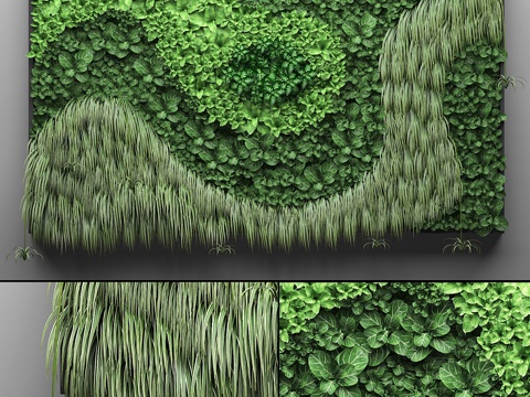  垂直花园 18. 植物墙，植物模块，墙面装饰3d模型 