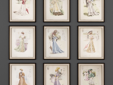  9款复古时尚版画3d模型 