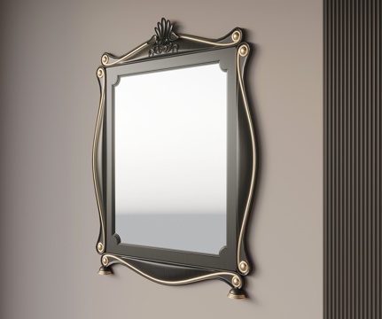 法式复古镜子 雕花镜子su模型