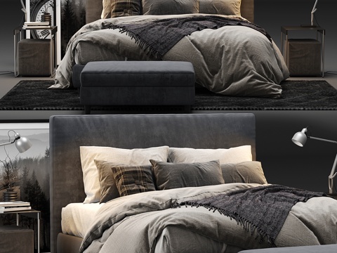  宜家邓维克床3d模型 