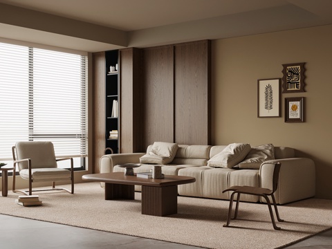  中古风客厅3d模型 