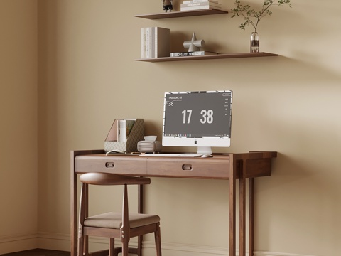 中古风书桌椅su模型