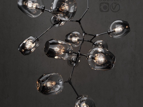  分支泡泡灯12盏3d模型 