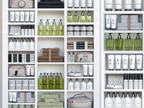  美容院白色化妆品柜23d模型 