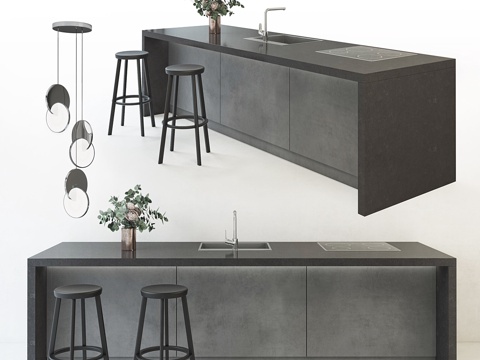  厨房岛台套装3d模型 