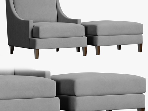  Jamni品牌曼哈顿扶手椅与脚凳套装3d模型 