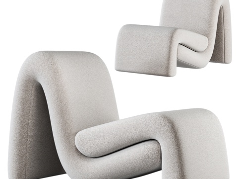  现代布艺弯形扶手椅3d模型 