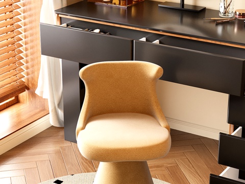  意式化妆凳 奶油梳妆椅 沙发凳3d模型 