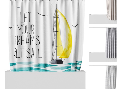  现代奶油风儿童浴帘3d模型 