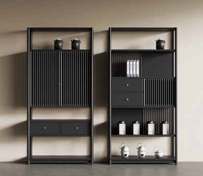 现代意式博古架 复古博古架su模型